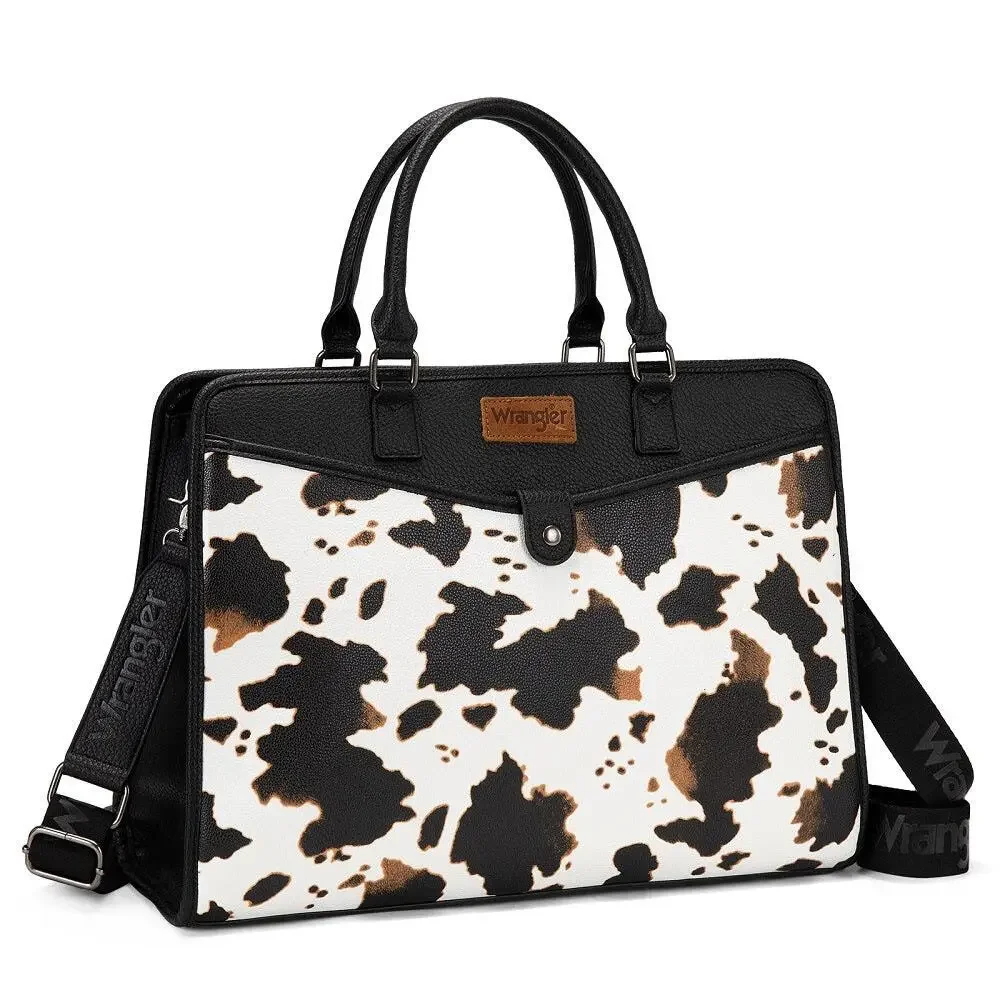 Wrangler Black Cow Print Laptop/Multi-Use Briefcase Bag